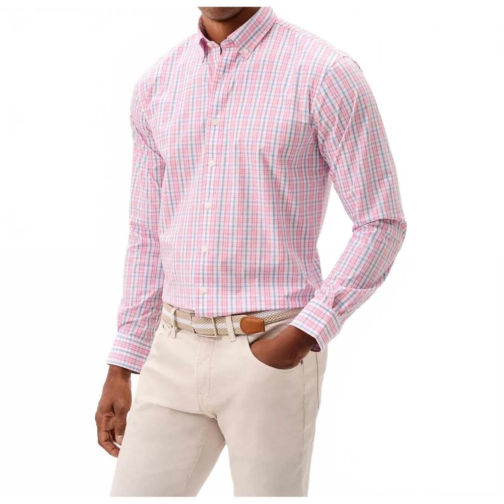 NEW JOHNNIE-O tinsley perf button down shirt in snapper